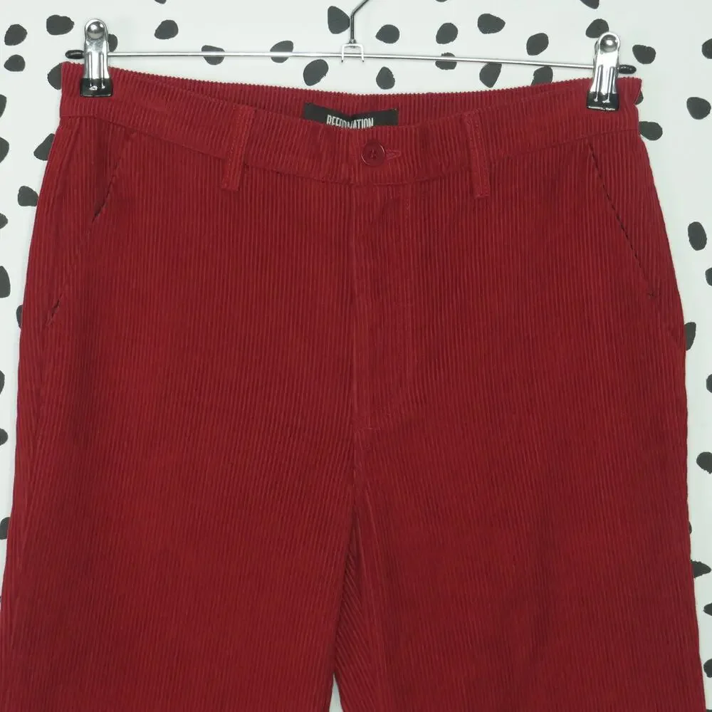 Reformation Red Dillon High Rise Wide Leg Corduroy Pants - Picture 3 of 10